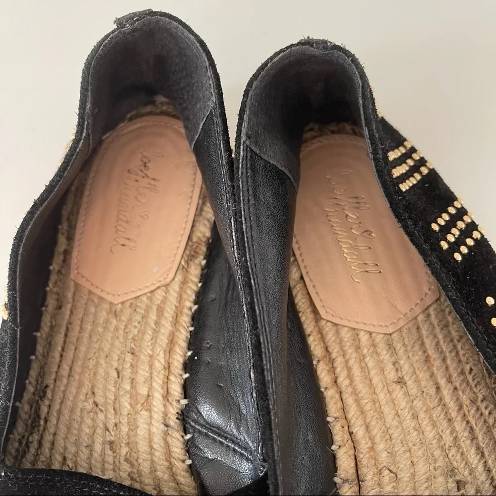 Loeffler Randall Mara Studded Suede Espadrille Flat | Black